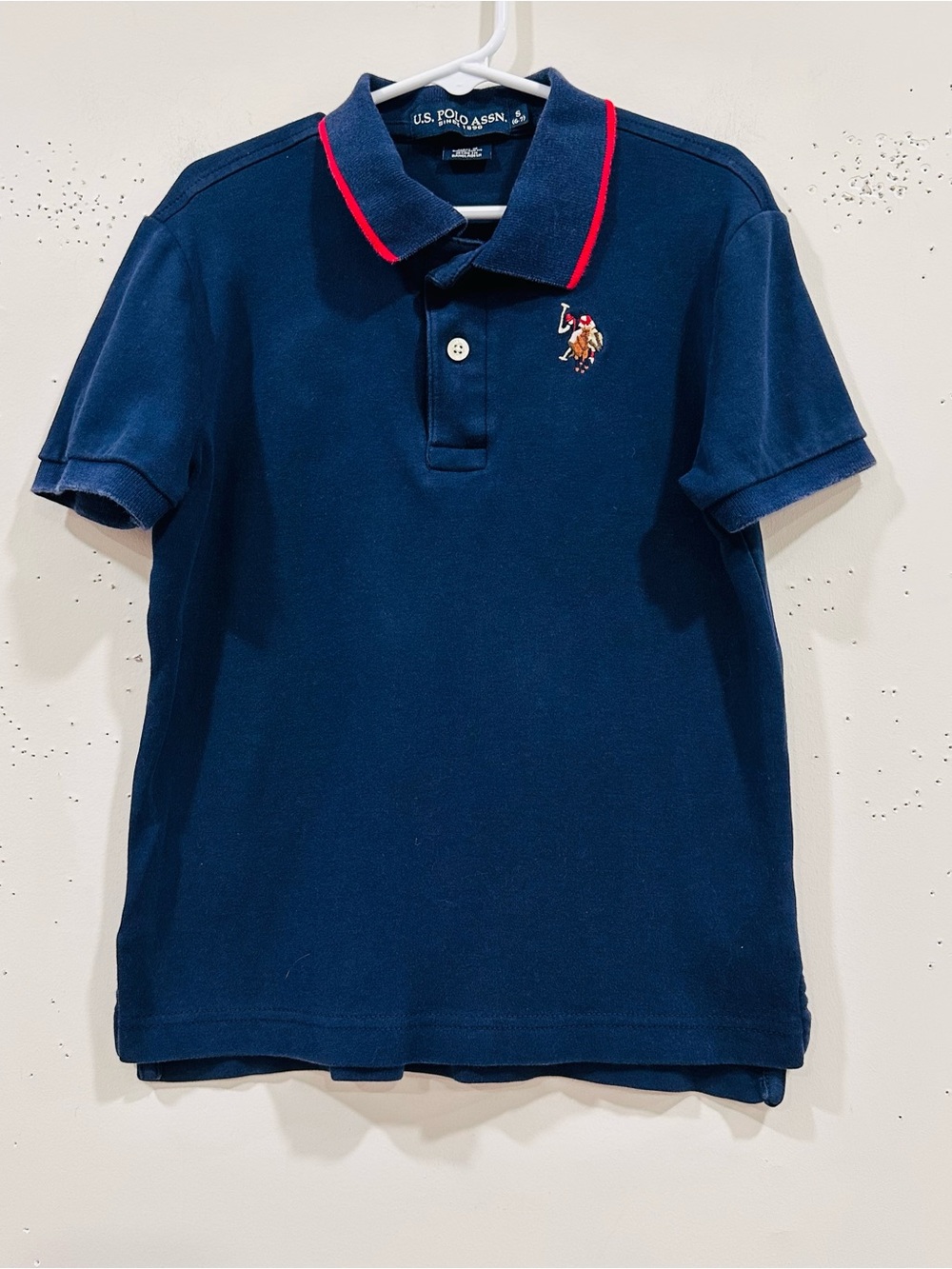U.S. Polo Assn. Polo Boys Size 6-7  (S)  Logo Navy and Red